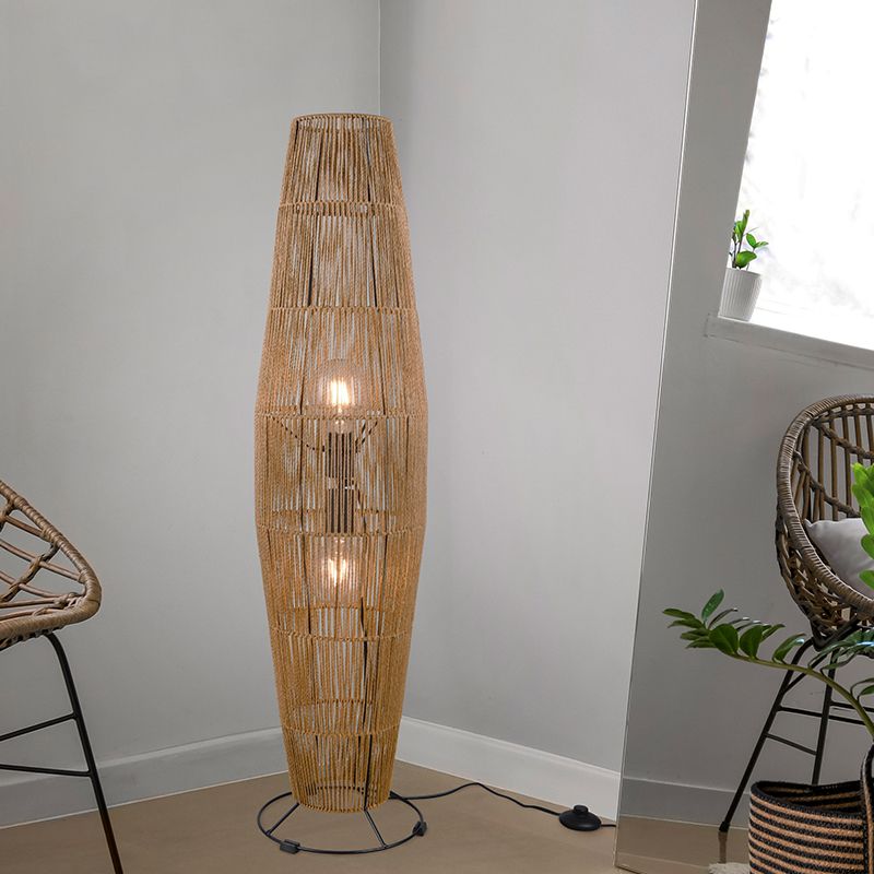 Papierowa lampa stojąca brązowa, Fleurtje, z przełącznik Papierowa lampa stojąca brązowa, Fleurtje, z przełącznik