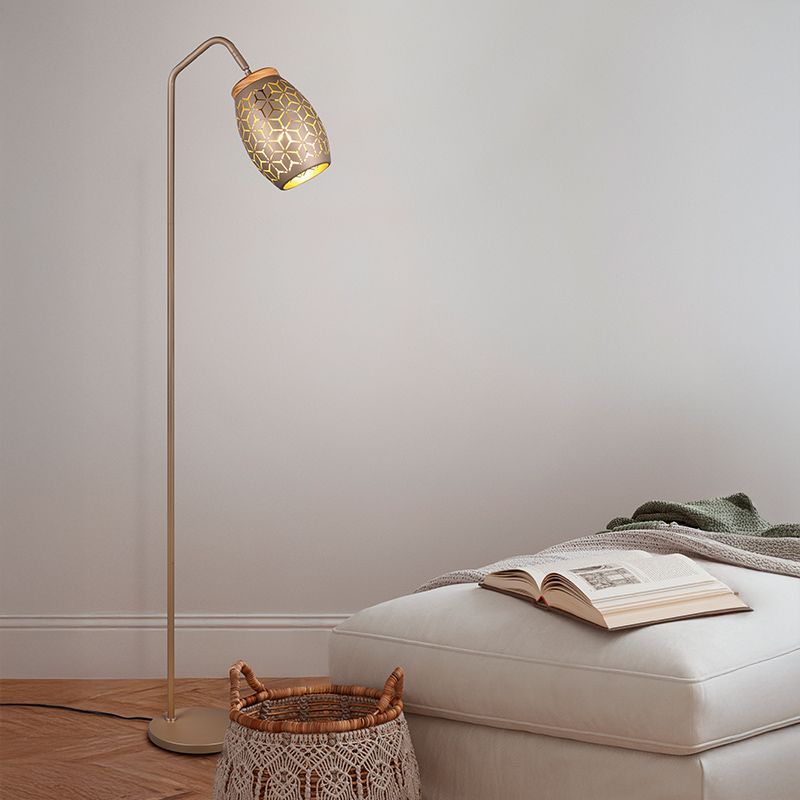Brązowa lampa stojąca nowoczesna, Delana, z przełącznik Brązowa lampa stojąca nowoczesna, Delana, z przełącznik