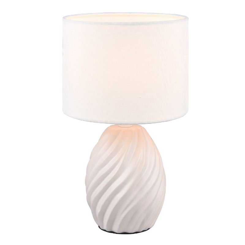 Biała lampa stołowa retro, Roeland, z przełącznik Biała lampa stołowa retro, Roeland, z przełącznik