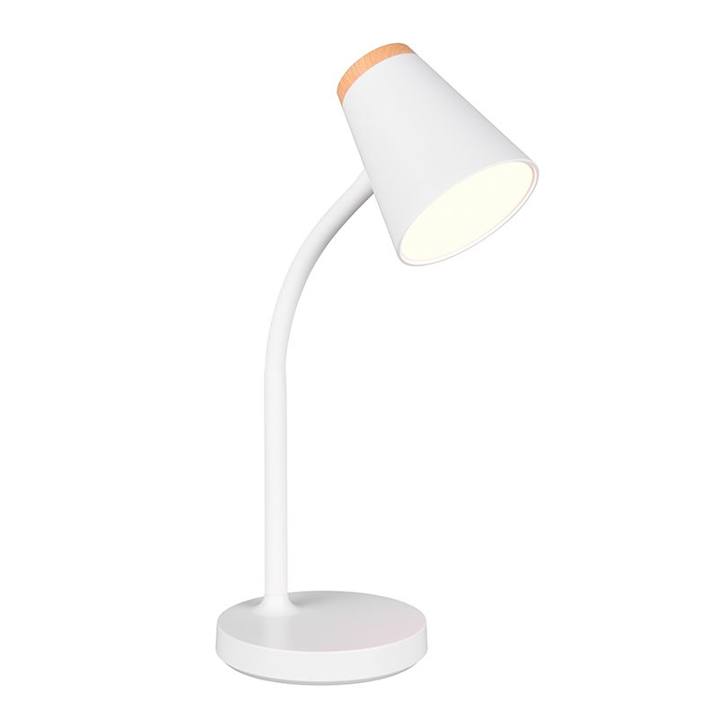 Biała lampa stołowa nowoczesna, Rahul, 4,5W, 3000K LED, z przełącznik Biała lampa stołowa nowoczesna, Rahul, 4,5W, 3000K LED, z przełącznik