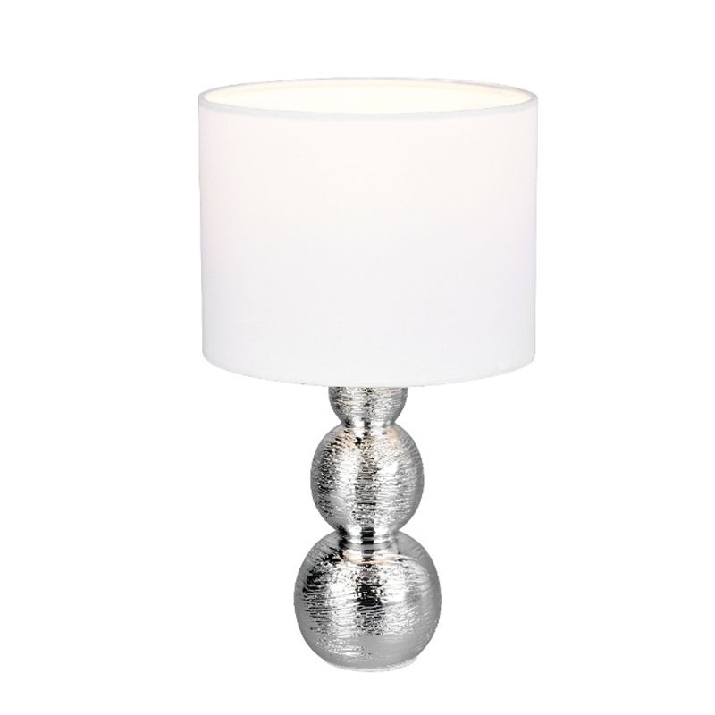 Ceramiczna lampa stołowa srebrna, Leonhard, z przełącznik Ceramiczna lampa stołowa srebrna, Leonhard, z przełącznik