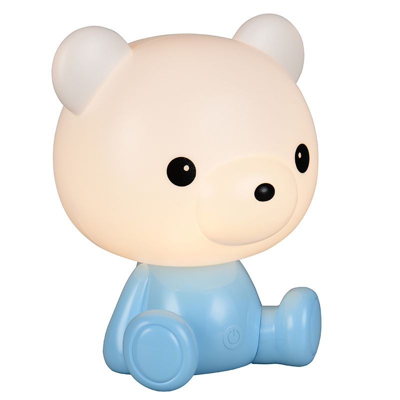 Niebieska lampa stołowa dla dzieci plastikowa, Lumibear, 0,3W, RGB LED, z przełącznik