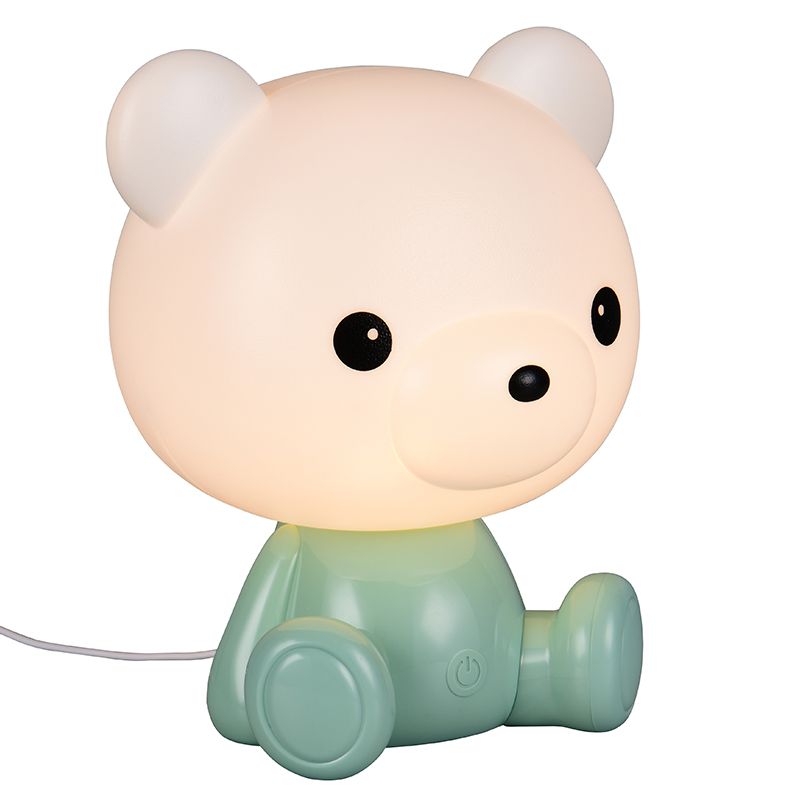 Zielona lampa stołowa dla dzieci plastikowa, Lumibear, 0,3W, RGB LED, z przełącznik