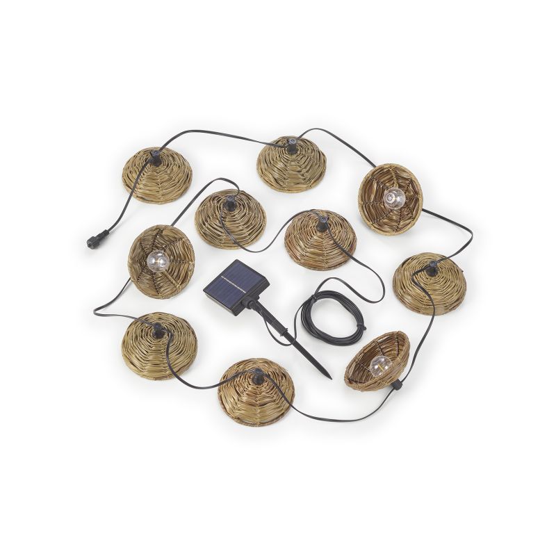 Girlanda świetlna na energię słoneczną, z brązowymi osłonkami, 10 lampek, 2700K, 0,5W Girlanda świetlna na energię słoneczną, z brązowymi osłonkami, 10 lampek, 2700K, 0,5W