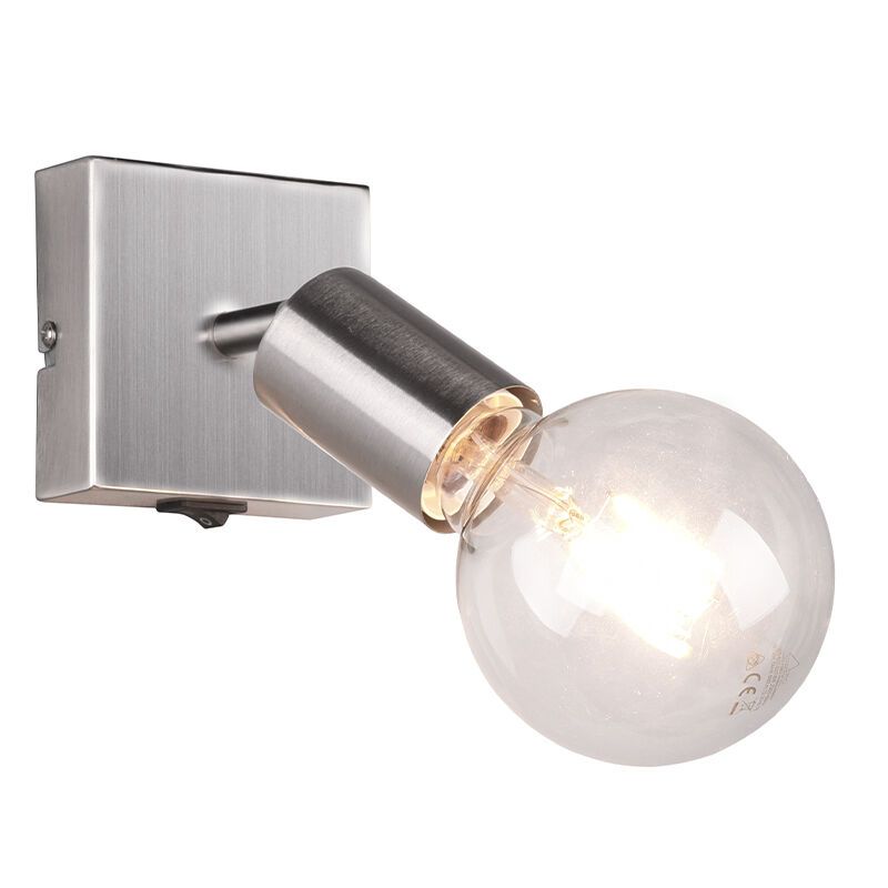 Niklowy reflektor ścienny nowoczesny, Odin, z przełącznik