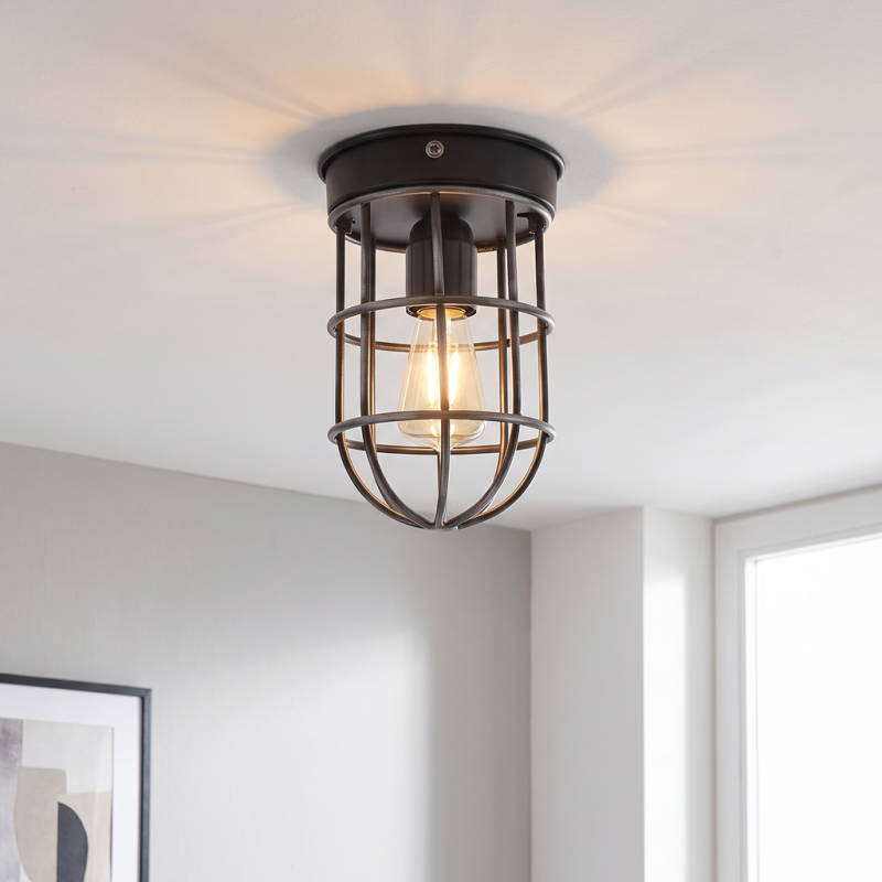 Industrialna lampa sufitowa czarna, Nova Industrialna lampa sufitowa czarna, Nova