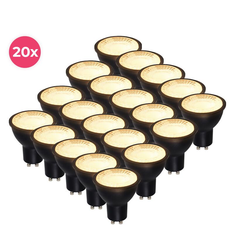 20 sztuk Czarny spot LED GU10 Antonie, 3 W, 2700 K (ciepła biel) 20 sztuk Czarny spot LED GU10 Antonie, 3 W, 2700 K (ciepła biel)