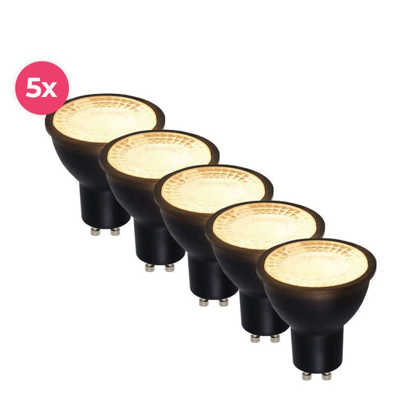 Zestaw 5 sztuk Czarny ściemnialny spot LED GU10 Antonie, 5 W, 2700 K (ciepła biel) Zestaw 5 sztuk Czarny ściemnialny spot LED GU10 Antonie, 5 W, 2700 K (ciepła biel)