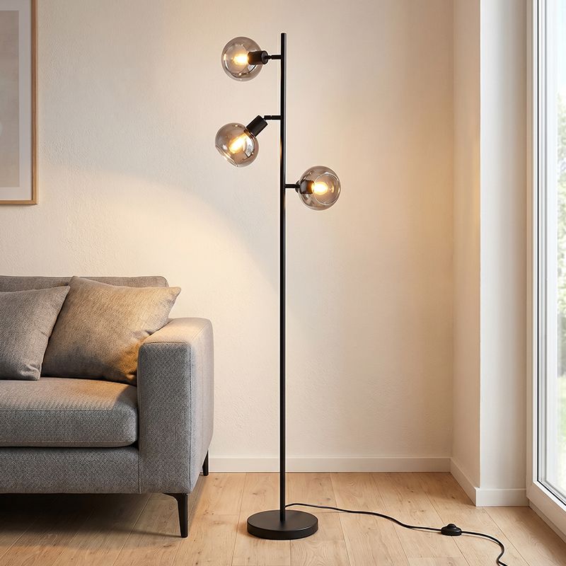 Nowoczesna lampa stojąca szara, Avery, z przełącznik Nowoczesna lampa stojąca szara, Avery, z przełącznik