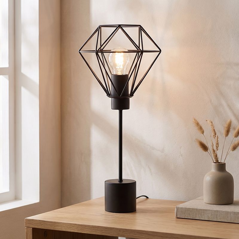 Industrialna lampa stołowa czarna, Jochem, z przełącznik Industrialna lampa stołowa czarna, Jochem, z przełącznik