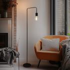 Nowoczesna lampa stojąca czarna, Carlos, z przełącznik