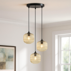 Retro lampa wisząca bursztynowa, Charlois