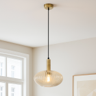 Retro lampa wisząca bursztynowa, Charlois