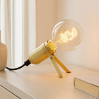 Metalowa lampa stołowa złota, Gidon, z przełącznik