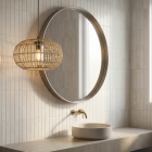 Rattanowa lampa wisząca do łazienki brązowa, Emilio, IP44