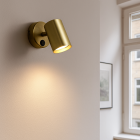 Nowoczesny reflektor ścienny mosiądz, Elena, z przełącznik