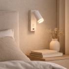 Nowoczesny reflektor ścienny biały, Tara, z przełącznik