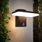 Nowoczesny kinkiet zewnętrzny z czujnikiem ruchu czarny, Loris, 12W, 2700K LED, IP44