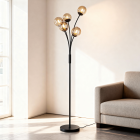 Design lampa stojąca bursztynowa, Stacy, z przełącznik