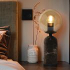 Marmurowa lampa stołowa bursztynowa, Alan, z przełącznik