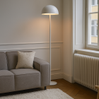 Retro lampa stojąca biała, Douwe, 4W, dim to warm LED, z dotykowy ściemniacz