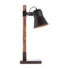 Drewniana lampa stołowa brązowa, Audrey, z przełącznik