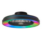 Nowoczesny wentylator sufitowy czarny, Yasir, 40W, RGBW LED, z pilot