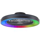 Nowoczesny wentylator sufitowy czarny, Yasir, 48W, RGBW LED, z pilot