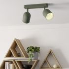 Stalowa vintage lampa sufitowa zielona, Tjitte