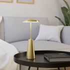 Stalowa nowoczesna lampa stołowa złota, Ishika, 2,8W, white switch LED, IP54, z dotykowy ściemniacz