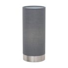 Tkanina nowoczesna lampa stołowa szara, Abano, z dotykowy ściemniacz