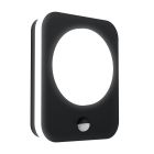 Aluminiowy nowoczesny kinkiet zewnętrzny z czujnikiem ruchu czarny, Luut, 9W, 3000K LED, IP44