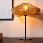 Rattanowa lampa stołowa drewniana, Yunkai, z przełącznik