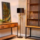 Złota lampa stojąca retro, Extravaganza Chimp, z przełącznik