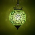 Mozaikowa orientalna lampa wisząca zielona, Aziza