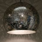 Filigranowa orientalna lampa wisząca srebrna, Alyssa