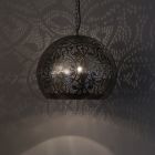 Filigranowa orientalna lampa wisząca srebrna, Kenza