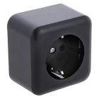 Gniazdo Q-Link natynkowe, 1-drożne, z zabezpieczeniem przed dziećmi i stykiem ochronnym, czarne