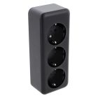 Gniazdo Q-Link natynkowe 3-drożne, z zabezpieczeniem przed dziećmi i stykiem ochronnym, czarne