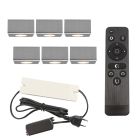 6 kwadratowe oprawy natynkowe cromowane na werandy Fredo, IP44, z zestawem przyłączeniowym i pilotem