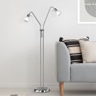 Niklowa lampa stojąca nowoczesna, Benita, z przełącznik