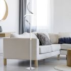 Niklowa lampa stojąca nowoczesna, Aby, 11W, 3000K LED, z dotykowy ściemniacz