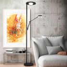 Czarna lampa do czytania stojąca nowoczesna, Yazid, 32W, regulowany kolor LED, z dotykowy ściemniacz