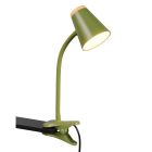Zielona lampa zaciskowa nowoczesna, Rahul, 4,5W, 3000K LED, z przełącznik