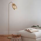 Brązowa lampa stojąca nowoczesna, Delana, z przełącznik