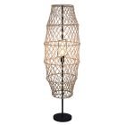 Brązowa lampa stojąca japandi, Liduina, z przełącznik