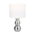 Ceramiczna lampa stołowa srebrna, Leonhard, z przełącznik