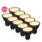 10-pak Czarny spot LED GU10 Antonie, 3 W, 2700 K (ciepła biel)