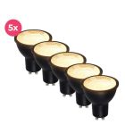 Zestaw 5 sztuk Czarny ściemnialny spot LED GU10 Antonie, 5 W, 2700 K (ciepła biel)