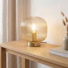 Design lampa stołowa bursztynowa, Charlois, z przełącznik
